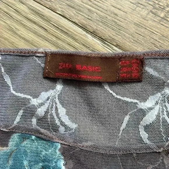 🔥Zara🔥 | Grey and blue floral sheer Y2K  long sleeve top - Picture 4 of 9